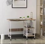 Nieuw Opvouwbaar Bureau op Wielen – 107 cm MDF Tafel Wit, Verzenden, Met wielen, Nieuw