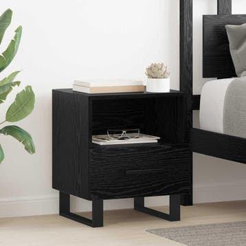 vidaXL Nachtkastje 2 st Zwart Eiken 40 x 35 x 47,5 cm, Minder dan 45 cm, Verzenden, Nieuw, Minder dan 55 cm