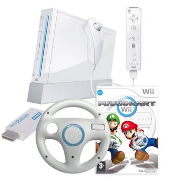 Nintendo Wii Console - Wit + Mario Kart + HDMI bundel, Verzenden, Zo goed als nieuw