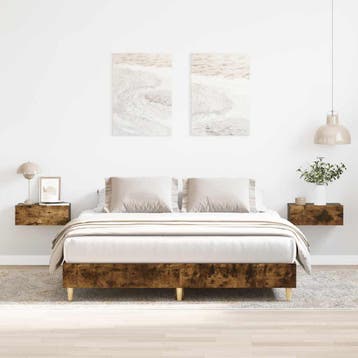 vidaXL Bedframe zonder matras 140x200 cm spaanplaat gerookt, Bruin, Verzenden, 140 cm, 200 cm