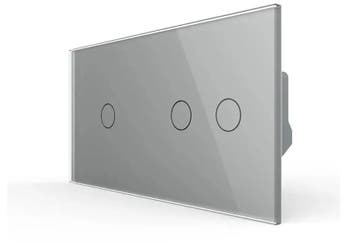 Livolo Touch LED Dimmer – Grijs | 1+2 | Drievoudig, Ophalen of Verzenden, Nieuw, Schakelaar