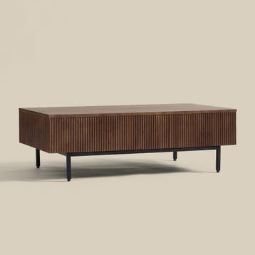 *WOONWINKEL* Salontafel Hout Met Ribbels, Verzenden, Nieuw