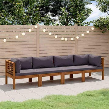 vidaXL Tuinbank 4-zits met kussen massief acaciahout, Tuin en Terras, Verzenden, Nieuw, Hardhout