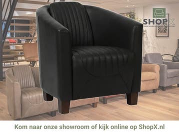 Leren fauteuil Press Special - Granada Black (zwart) -, Huis en Inrichting, Fauteuils, Nieuw, Ophalen of Verzenden, Eigentijds, Klassiek, Retro, Romantisch, Vintage