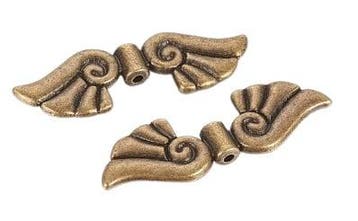 2 x grote metalen engelen vleugel 45 x 14 x 4,5mm Gat: 2m..., Hobby en Vrije tijd, Kralen en Sieraden maken, Ophalen of Verzenden