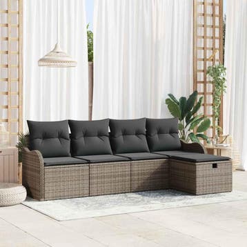vidaXL Tuin Sofa Set 5 st Poly riet, Verzenden, Nieuw, Rotan, 5 zitplaatsen