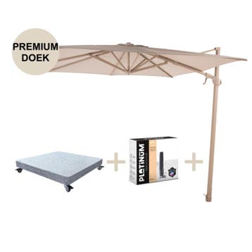 Siesta premium zweefparasol 300x300 cm latte frame sand 4, Ophalen of Verzenden, Nieuw