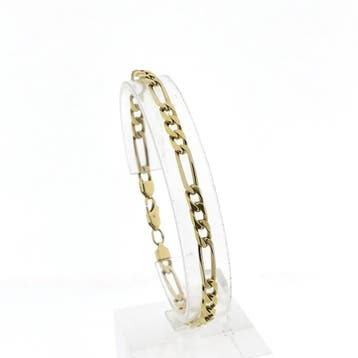 Gouden Figaroschakel herenarmband (Schakelarmband), Sieraden, Tassen en Uiterlijk, Armbanden, Ophalen of Verzenden, Gebruikt, Goud