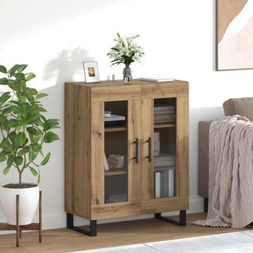vidaXL Dressoir Artisan Eiken 69,5 x 34 x 90 cm Bewerkt hout, Verzenden, Nieuw, Overige houtsoorten, Minder dan 50 cm