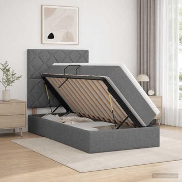 vidaXL Opslag bed met matras met opslag Donkergrijs 100 x, Huis en Inrichting, Slaapkamer | Bedden, Verzenden, Nieuw, Eenpersoons