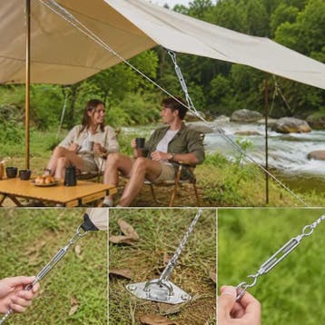 9-delige RVS Zonnezeil Ophangset - Complete Accessoires Kit, Verzenden, Nieuw