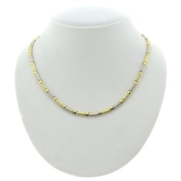 Bicolor gouden gematteerde schakelcollier (Ketting), Sieraden, Tassen en Uiterlijk, Kettingen, Ophalen of Verzenden, Gebruikt