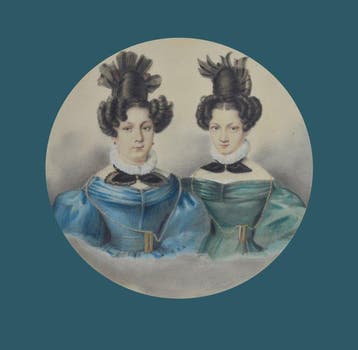 L. Lecomte (XIX) - Portrait de deux sœurs portant des