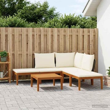 vidaXL 6 st Massief acaciahout & touw Naturel, Verzenden, Nieuw, 6 zitplaatsen