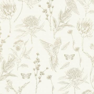 Profhome 394293-GU Vogels behang bloemen mat wit groen 5,33, Verzenden