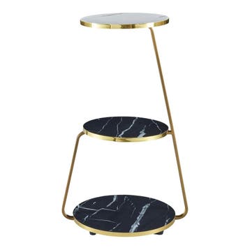 [en.casa] Bijzettafel Sipoo 74x46x37cm marmer zwart en marme, Huis en Inrichting, Tafels | Bijzettafels, Verzenden, Nieuw
