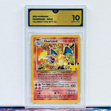 Pokémon Graded card - CHARIZARD HOLO 4 - Pokémon - GG 10, Nieuw