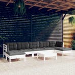 vidaXL 8-delige Loungeset met kussens grenenhout wit, Tuin en Terras, Tuinsets en Loungesets, Verzenden, Nieuw, 8 zitplaatsen