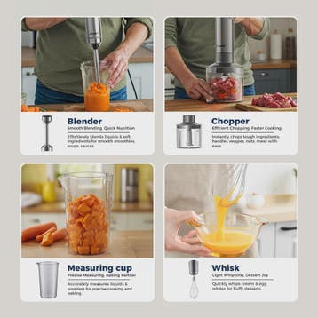 Krachtige 1200W Handmixer - 4-in-1 RVS Staafmixer met Hakker, Verzenden, Nieuw