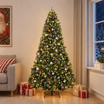 vidaXL Kunstkerstboom met Ballen 300 cm 300 LEDs Warmwit, Verzenden, Nieuw
