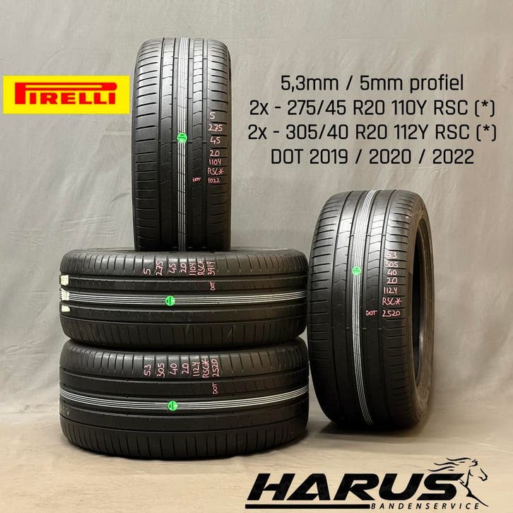 275/45/20 305/40/20 Pirelli zomerbanden 5,3/5mm profiel 4X, Auto-onderdelen, Banden en Velgen, 20 inch, Erkend duurzaam, Zomerbanden