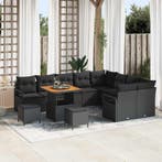 vidaXL Tuin Sofa Set met kussen met opslag 12 pcs Zwart, Verzenden, Nieuw, Rotan, 2 zitplaatsen