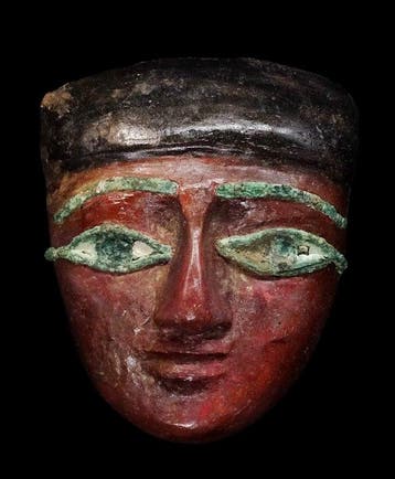 Oud-Egyptisch - Houten sarcofaagmasker - ogen ingelegd -