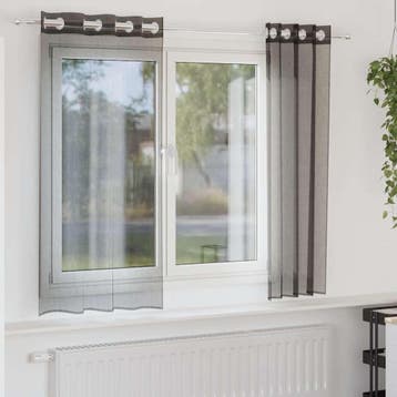 vidaXL Gordijnen voile met doorvoertules 2 st 140x140 cm, Verzenden, Nieuw, Zwart