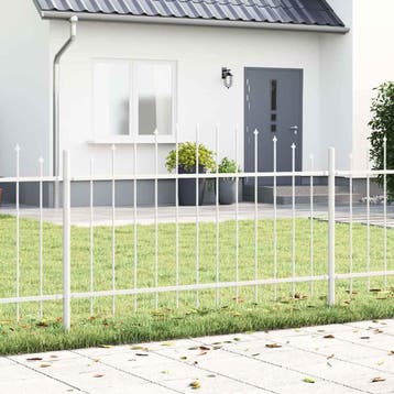 vidaXL Tuinhek WOERDEN 170 x 140 cm Gepoedercoat staal Wit, Verzenden, Nieuw, IJzer