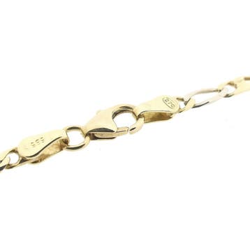 Bicolor gouden Figaro schakelketting, Ophalen of Verzenden, Gebruikt, Goud, Goud