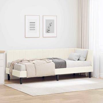 vidaXL Hoekbedframe met Matras 2 st Crème 80 x 200 cm, Eenpersoons, Verzenden, Nieuw, Crème