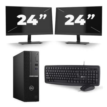Dell OptiPlex 7080  -   i5-10e  - 8GB  - 256GB  + 2x 24 inch, Qwerty, Verzenden, Refurbished, Dell