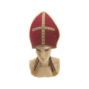 Donker rode mijter Sinterklaas - Sinterklaas accessoires, Diversen, Sinterklaas, Verzenden, Nieuw