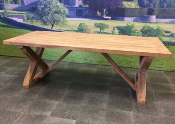 Minerva dining tuintafel 260x100xH77 cm teak geschoord, Ophalen of Verzenden, Nieuw, Teakhout