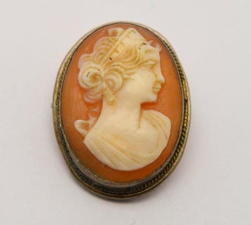 Art Deco 800 zilver - Cameo uitgehouwen schelp - Broche -