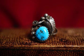 Navajo 925 sterlingzilver Enkele Kingman-turkoois