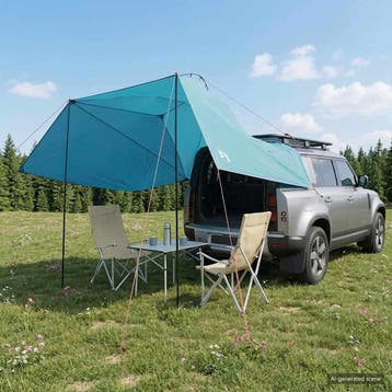 vidaXL Autotent 350 x 250 cm Blauw Polyester en staal, Verzenden, Nieuw, Tot en met 2