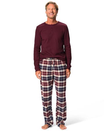 HEMA Herenpyjama wafel flanel ruiten bordeauxrood, Kleding | Heren, Verzenden, Nieuw