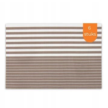 Placemats Set 6 Stuks 30x45 cm – Taupe Bruin Gestreept –, Ophalen of Verzenden, Nieuw