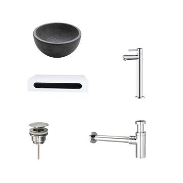 Sani Royal Natuursteen Mini Waskom met Solid, Nieuw