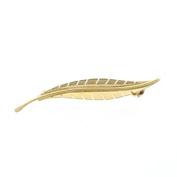Gouden veer broche, Ophalen of Verzenden, Gebruikt, Goud, Goud