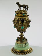 Eine Miniaturvase mit Deckel - Vaas - Zilver, Edelstenen,