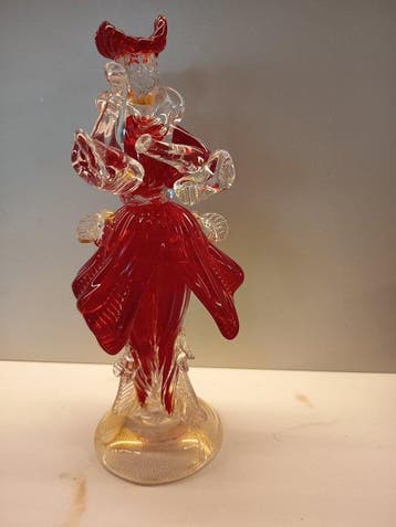 Beeld, Figura maschile rosso rubino-oro 24k - 21 cm -, Antiek en Kunst