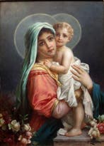 Hans Zatzka (1859-1945) - Madonna with Jesus child, Antiek en Kunst