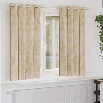 vidaXL Velvet Gordijnen met gordijnen 2 pcs Crème 175 x 140, Huis en Inrichting, Stoffering | Gordijnen en Lamellen, Verzenden