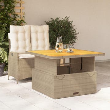 vidaXL 2-delige Tuinset met kussens poly rattan beige, Verzenden, Nieuw, Tuinset