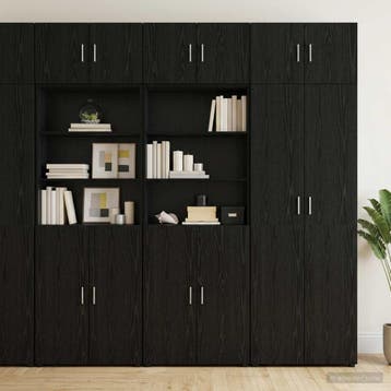 vidaXL Opbergkast met Planken Zwart eiken 70 x 42,5 x 225 cm, Huis en Inrichting, Minder dan 50 cm, Nieuw, Overige houtsoorten
