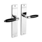 Geveerde deurklink Retro glanzend nikkel op blind schild..., Ophalen of Verzenden, Nieuw, IJzer, Klink of Kruk