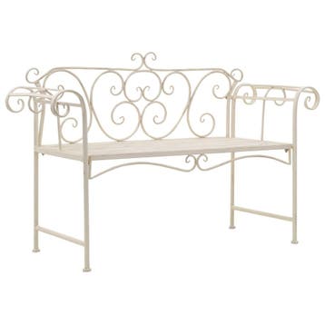vidaXL Tuinbank 132 cm metaal antiekwit, Tuin en Terras, Tuinbanken, Verzenden, Nieuw, Metaal