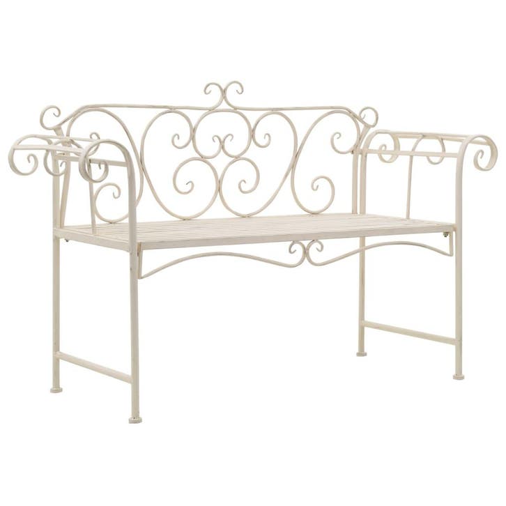 vidaXL Tuinbank 132 cm metaal antiekwit, Tuin en Terras, Tuinbanken, Nieuw, Metaal, Verzenden